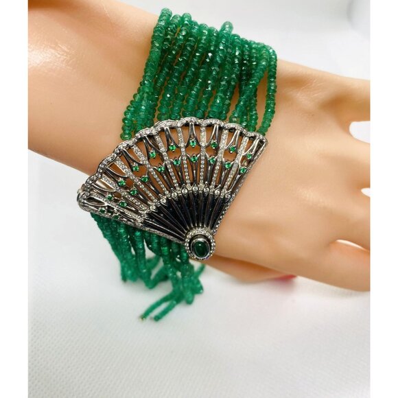 Ivanka Trump 18K 750 Emerald Diamond Lao Tong Collection Tassel Bracelet - Picture 2 of 16